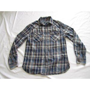Men's Mossimo Supply Metal Button Western Plaid Long Sleeve Shirt Sz M (MT576)